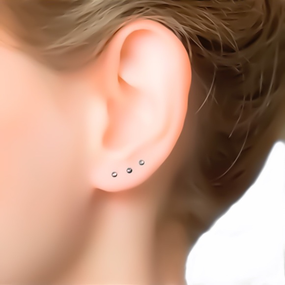 1 PAIR Gold, Shiny or Oxidized 925 Sterling Silver Teeny Tiny Dot Stud Earrings - Picture 6 of 10